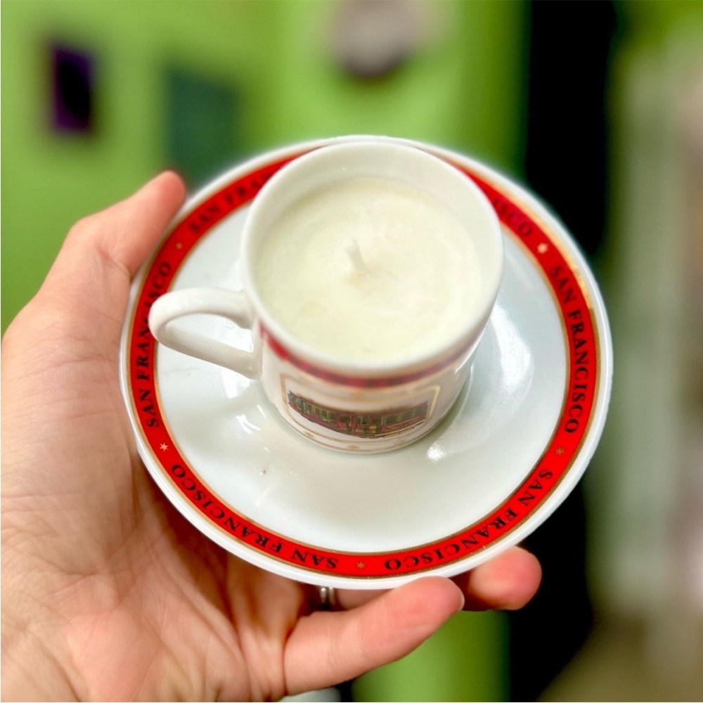 San Francisco Cable Car Souvenir Cup and Saucer Mini Espresso Candle Decor Art - Picture 5 of 8